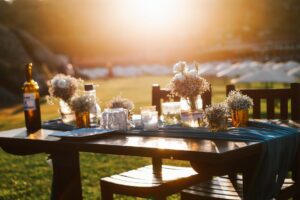 Outdoor table and flowers