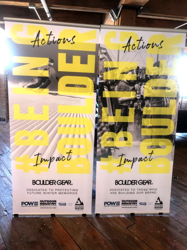 Ex-T Banner Stand used at Boulder Gear office for sales rep kits.