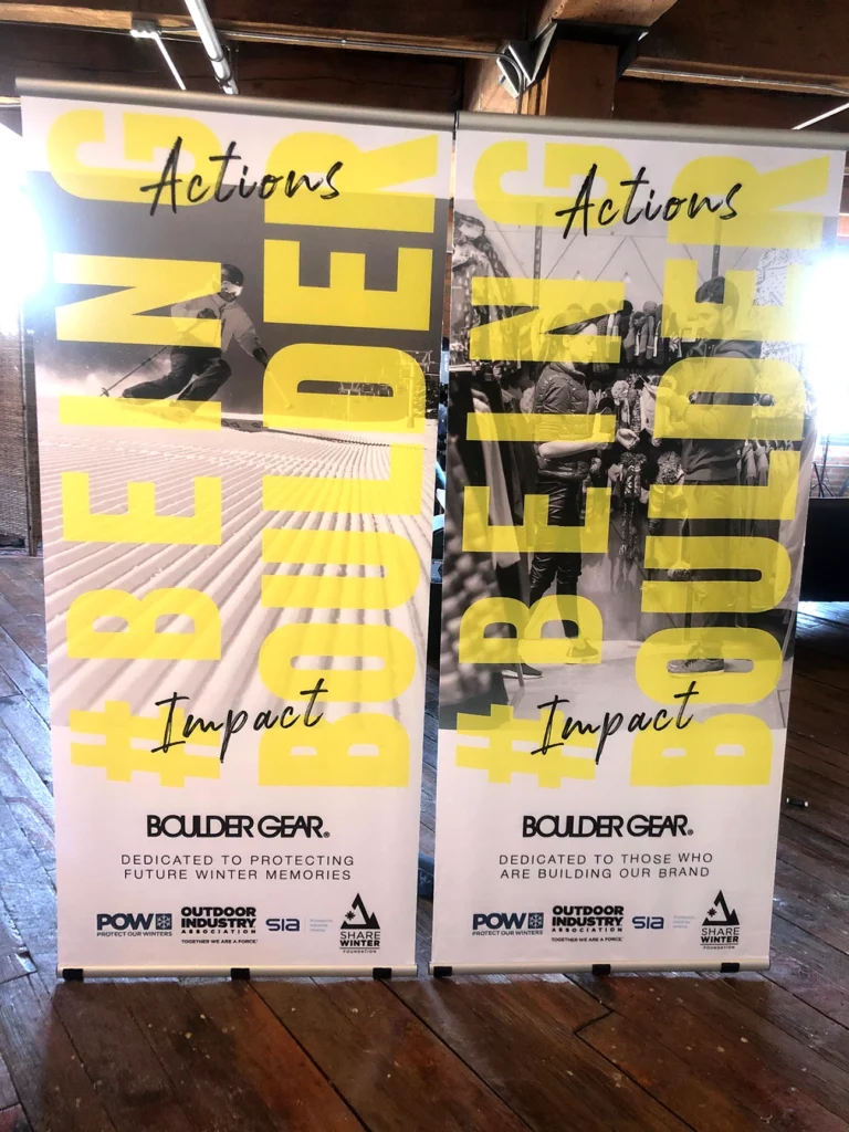 Ex-T Banner Stand used at Boulder Gear office for sales rep kits.