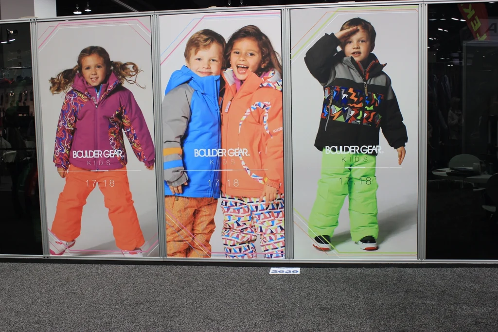 Foamcore Custom Signage used for Boulder Gear's tradeshow booth walls.
