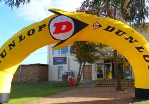 Custom-shaped Inflatable Round Arch used at Dunlop event.