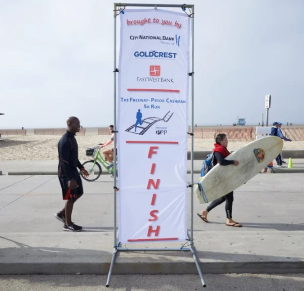 Custom Dye Sublimation Fabric Banner used for Marathon Finish line.
