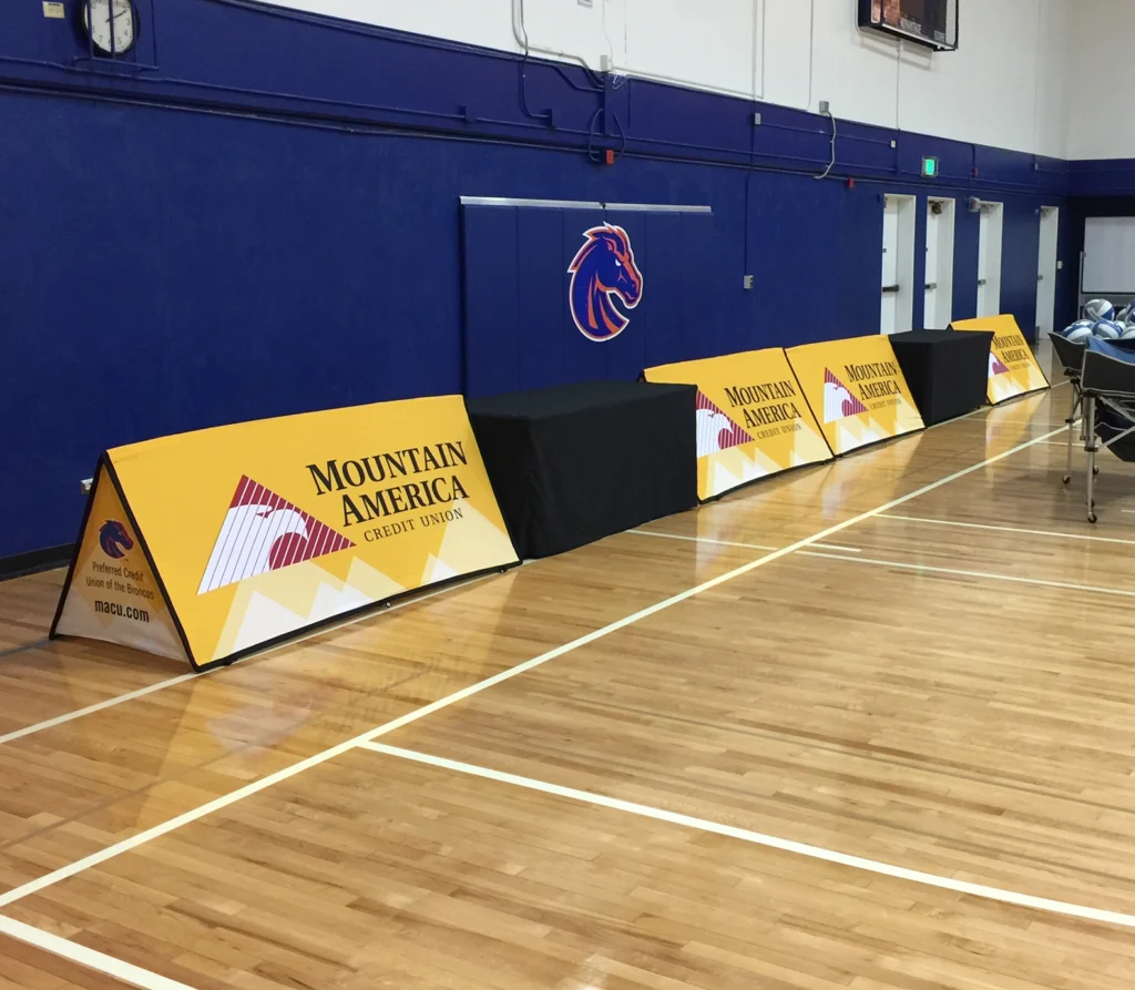 Rectangle Sideline Pop-up A-Frame used for Mountain America sponsorship at Volleyball game.