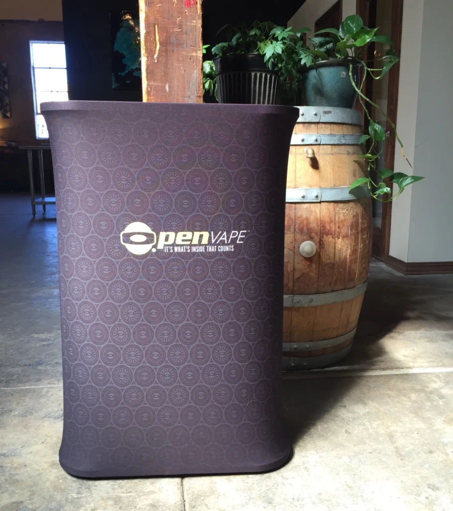 Square Tension Podium used for O.Pen cannabis event.