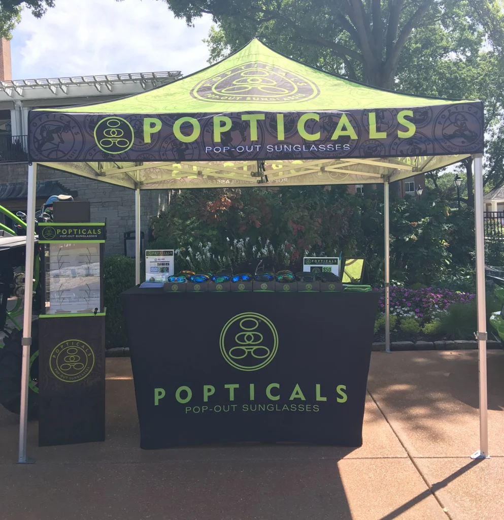 Custom Tablecloth and Pop-up Tent for Popticals golf event.