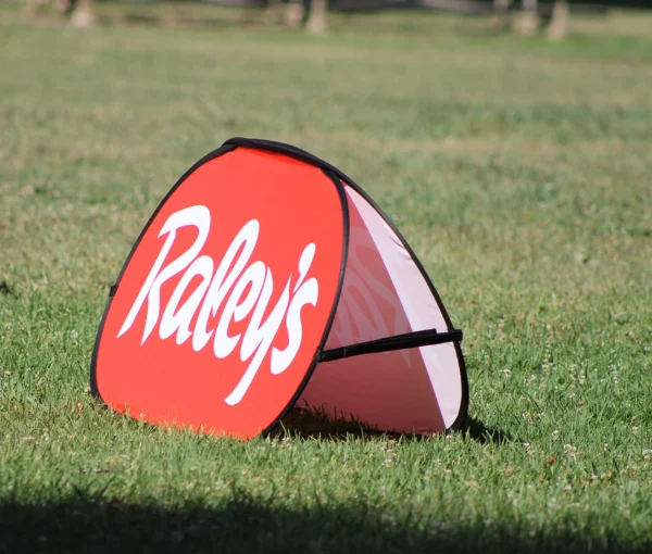 Horizontal A-Frame Banner used for Raley's sponsorships signage at soccer event.