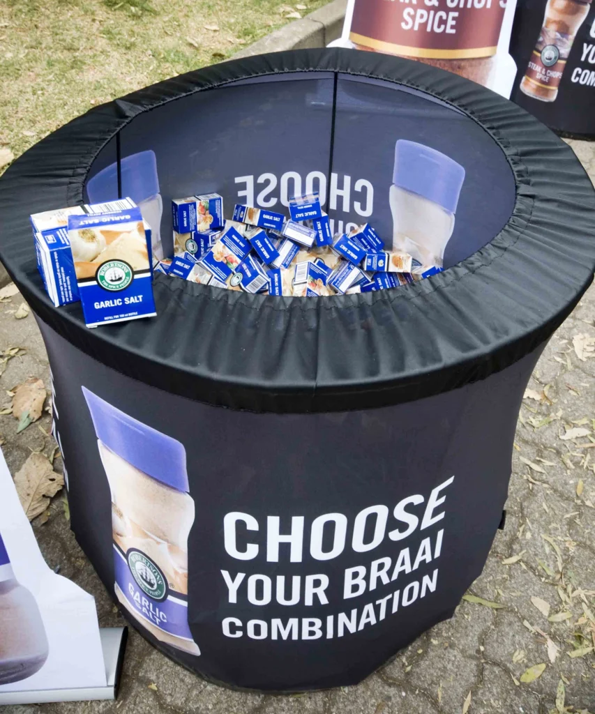 Event Bin used to hold samples at an outdoor event.
