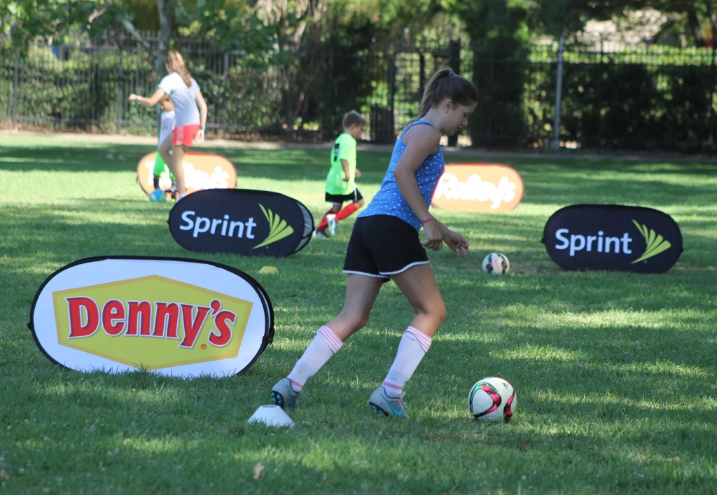 Horizontal A-Frame Banner used for Sprint sponsorship signage at soccer event.