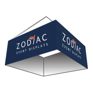 Square Hanging Banner rendering of Zodiac Event Displays.