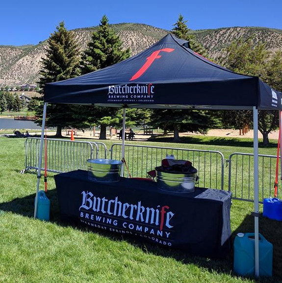 Fitted Tablecloth used at Butcherknife Brewing brewery event.