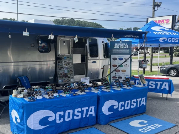 Fitted Tablecloth used at Costa Del Mar outdoor event.