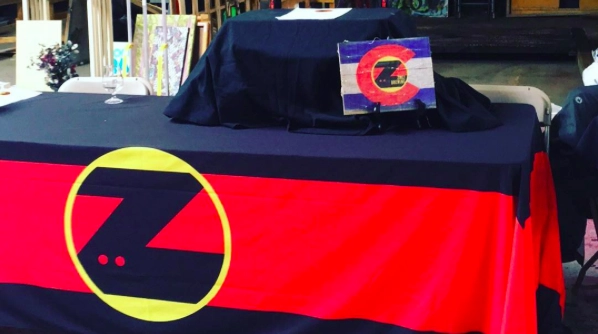 Loose throw tablecloth used at Zweibruder Brewing brewing event.