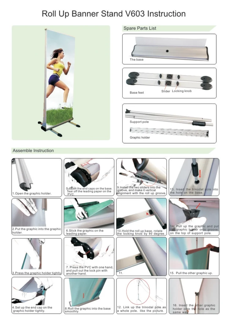 Outdoor Retractable Banner Stand assembly instructions.