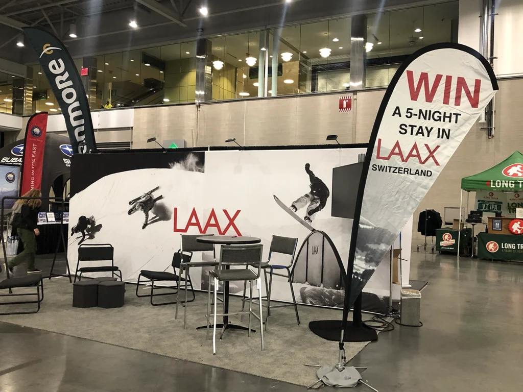 Flying Banner and tension wall used at Snowbound ski event