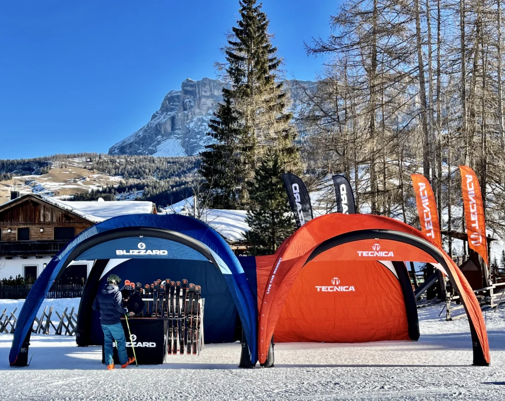 Inflatable Air Tent and Wing Banners used at Tecnica ski event.