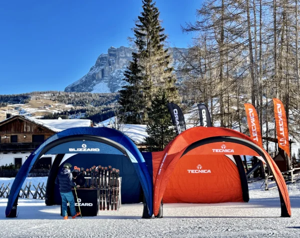 Inflatable Air Tent and Wing Banners used at Tecnica ski event.